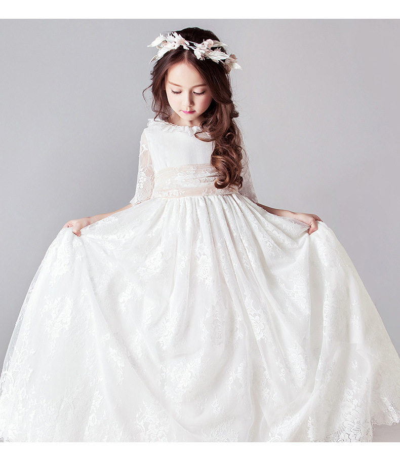 Lace Bow Half Sleeve Mid-long Dresses - image 6