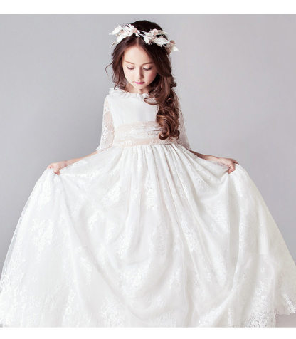 Lace Bow Half Sleeve Mid-long Dresses - image 6