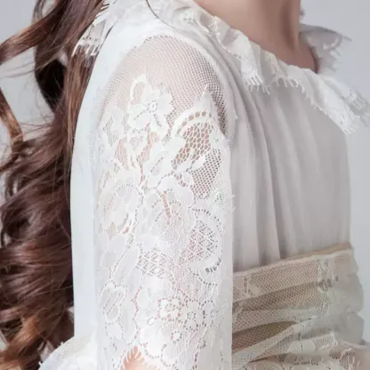 Lace Bow Half Sleeve Mid-long Dresses - image 12