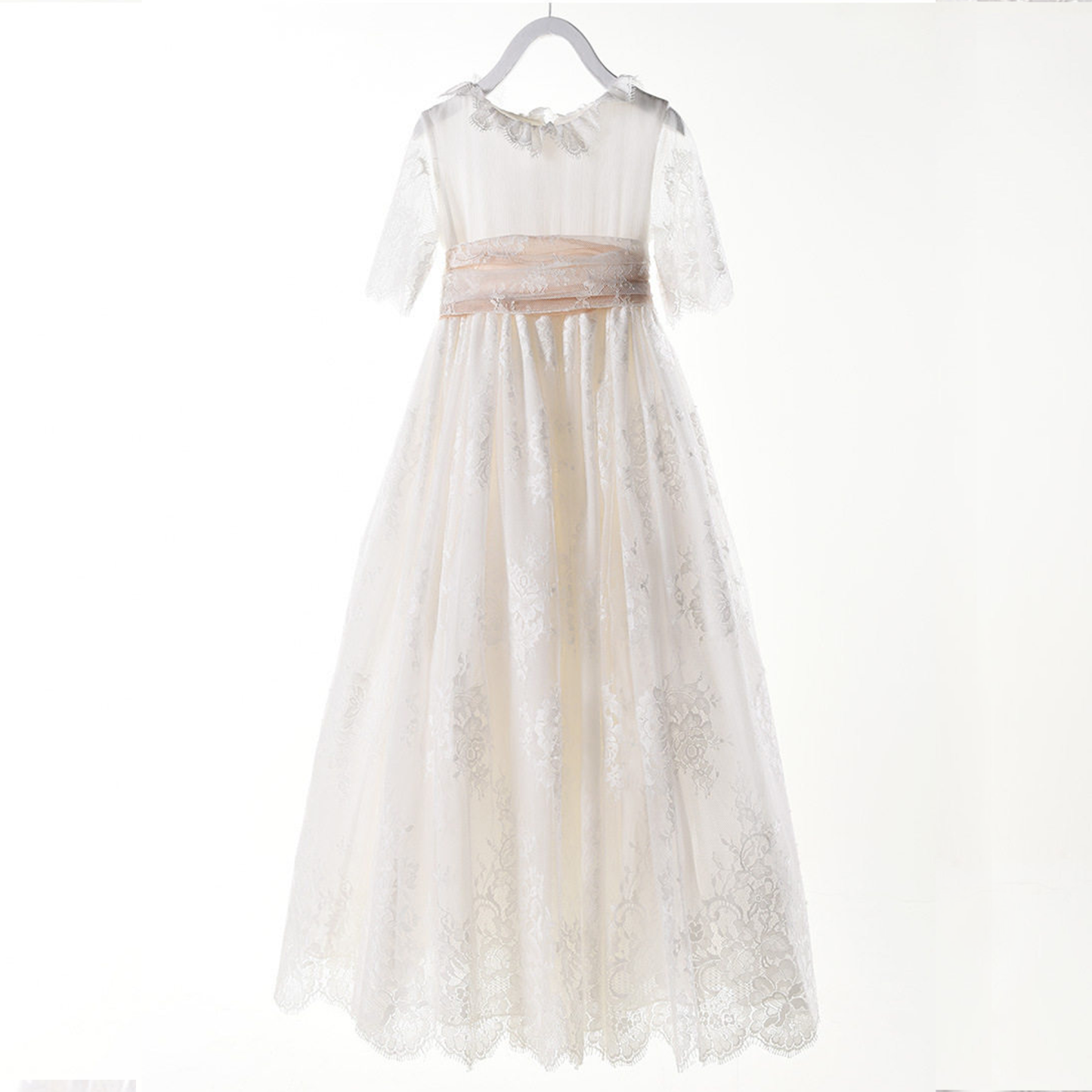 Lace Bow Half Sleeve Mid-long Dresses - image 9