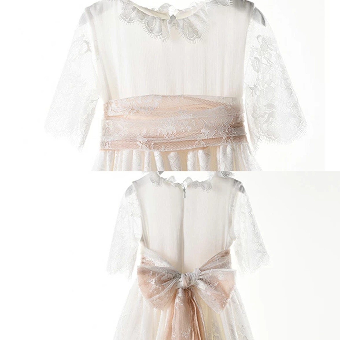 Lace Bow Half Sleeve Mid-long Dresses - image 13