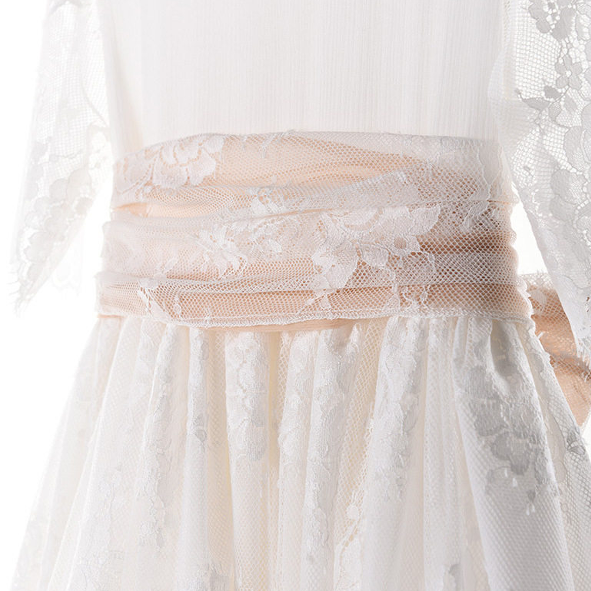 Lace Bow Half Sleeve Mid-long Dresses - image 4