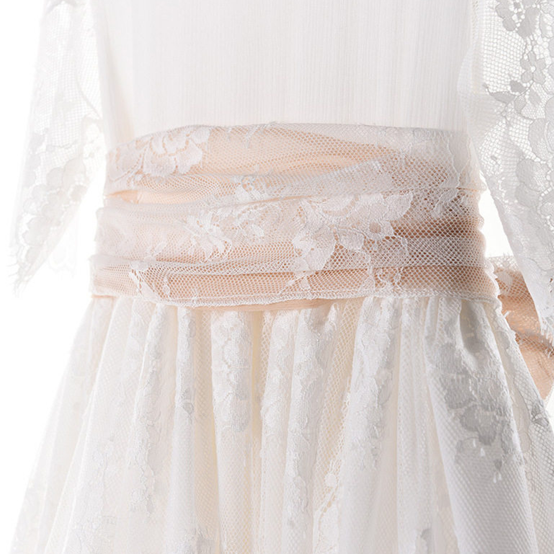 Lace Bow Half Sleeve Mid-long Dresses - image 4