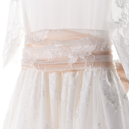 Lace Bow Half Sleeve Mid-long Dresses - image 4