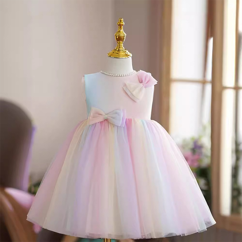 Mesh Bow Pearl Sleeveless Midi Dresses - image 2