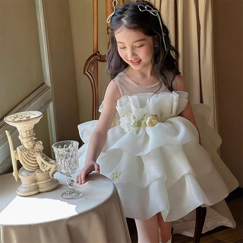 Organza Rosette Sleeveless Short Dresses - image 3