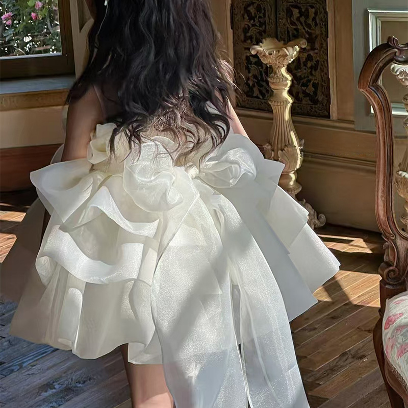 Organza Rosette Sleeveless Short Dresses - image 2