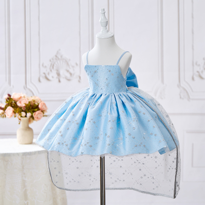 Sequins Bow Sleeveless Midi Dresses With Crown Necklace And Train - image 3