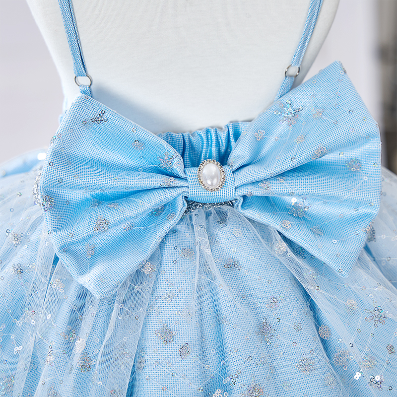 Sequins Bow Sleeveless Midi Dresses With Crown Necklace And Train - image 10