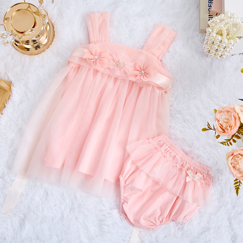 Mesh Rosette Sleeveless Mid-long Dresses - image 2