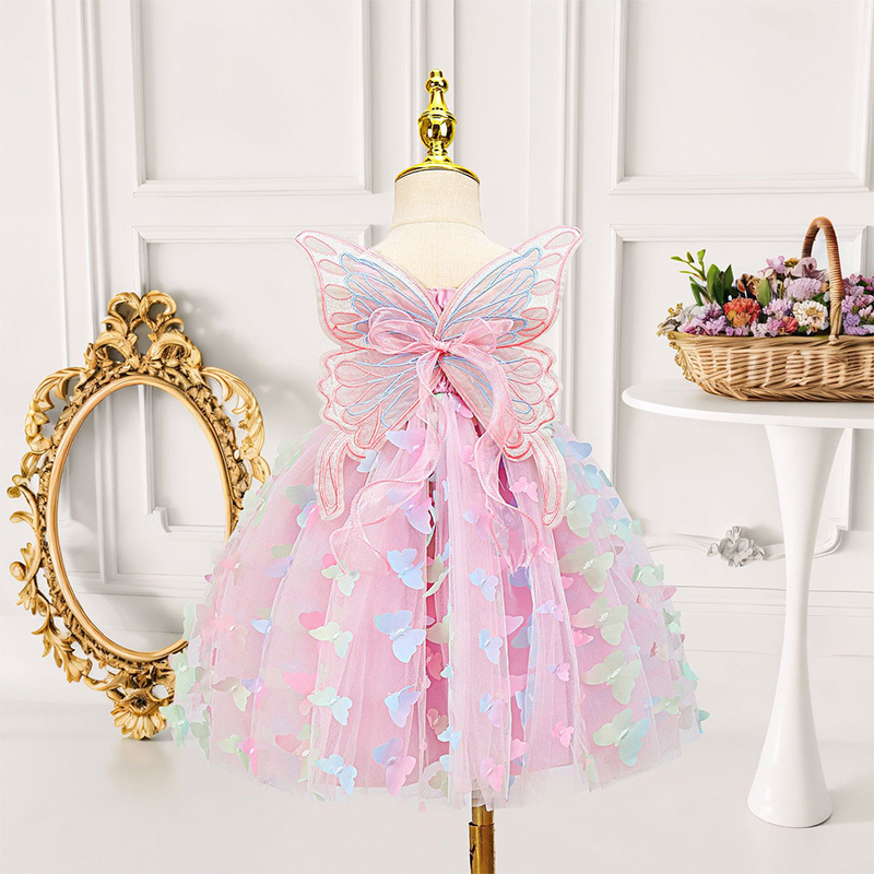 Mesh Scramble Sleeveless Midi Dresses - Pink - 7Y - image 1