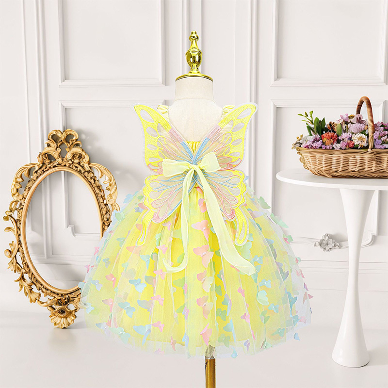 Mesh Scramble Sleeveless Midi Dresses - Yellow - 7Y - image 4