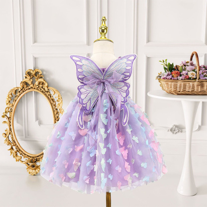 Mesh Scramble Sleeveless Midi Dresses - Purple - 7Y - image 7