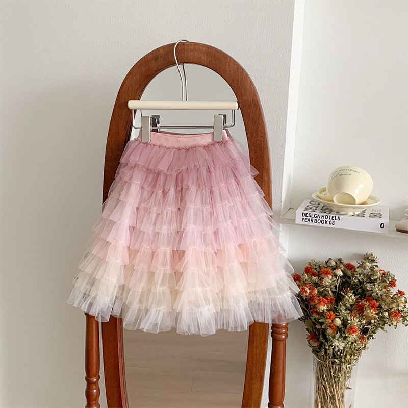 Mesh Folds Mid-long Skirts - image 8