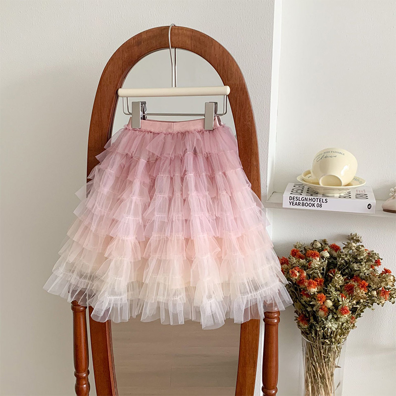 Mesh Folds Mid-long Skirts - Purple - 13-14Y - image 7