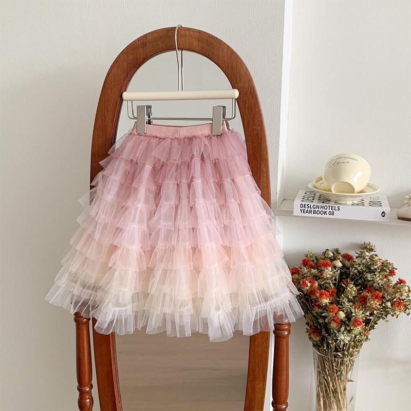 Mesh Folds Mid-long Skirts - Purple - 13-14Y - image 7