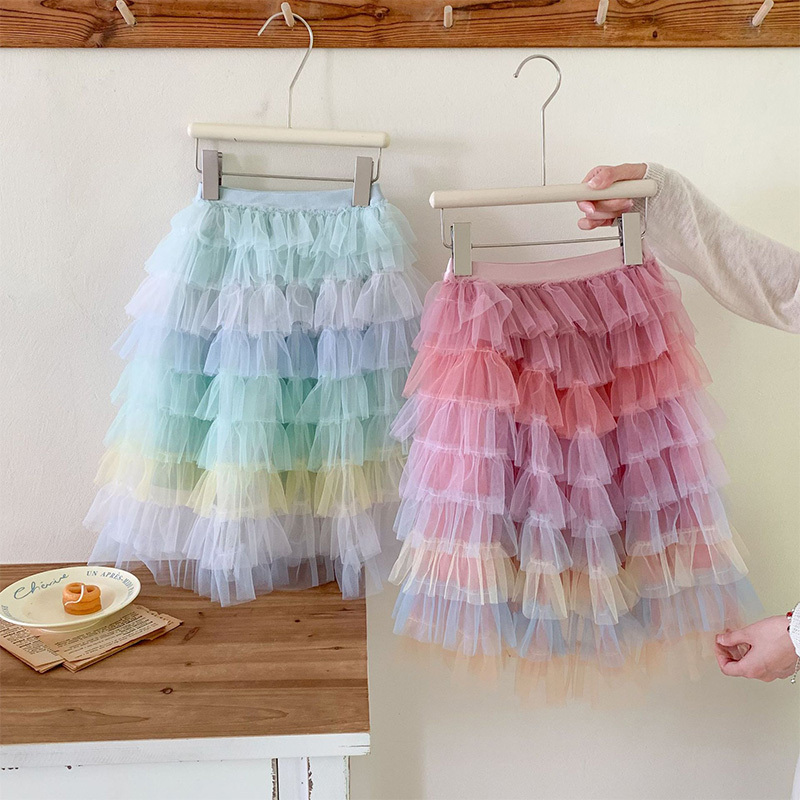 Mesh Folds Mid-long Skirts - image 1