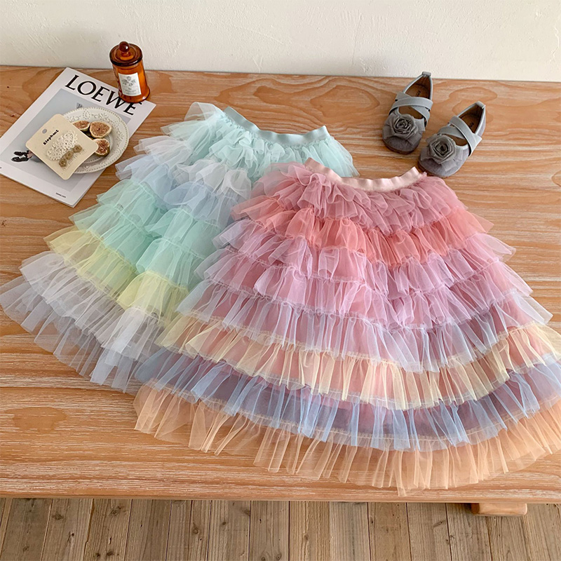 Mesh Folds Mid-long Skirts - image 7