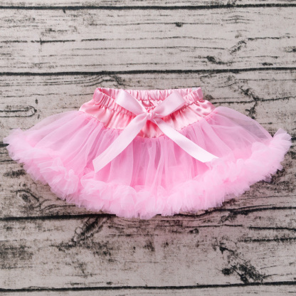 Mesh Folds Bow Short Skirts - Pink - 12-24M - image 2