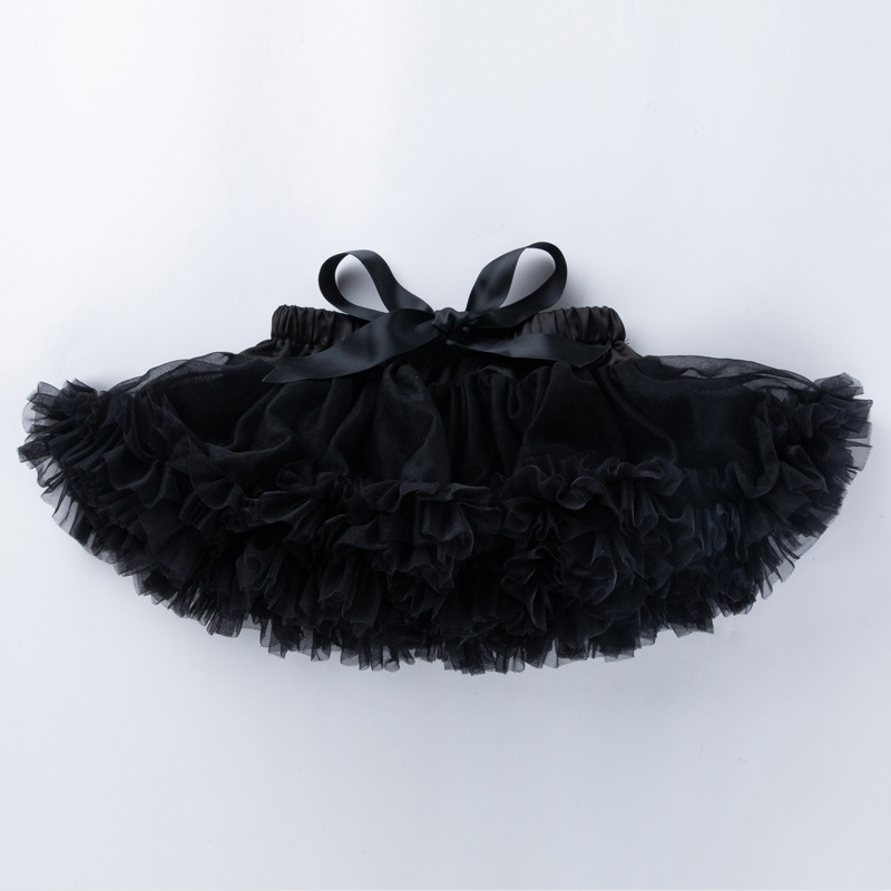 Mesh Folds Bow Short Skirts - Black - 12-24M - image 5