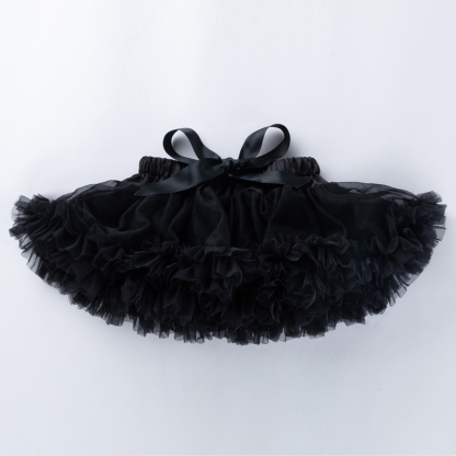 Mesh Folds Bow Short Skirts - Black - 12-24M - image 5