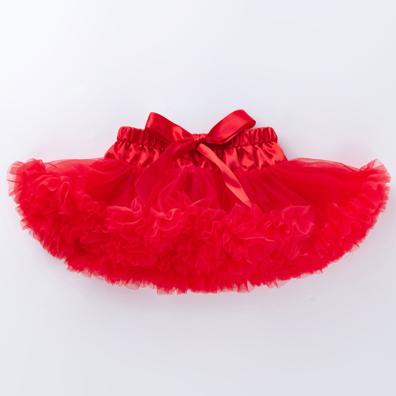 Mesh Folds Bow Short Skirts - Red - 12-24M - image 6