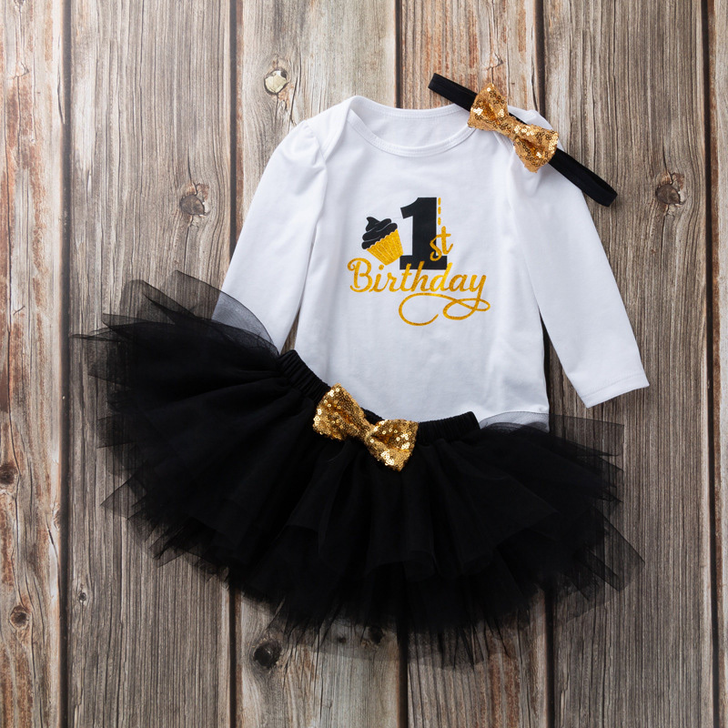 Cotton & Mesh Bow Long Sleeve Short Two-piece Set - Black - 18-24M - image 6