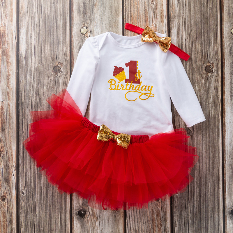Cotton & Mesh Bow Long Sleeve Short Two-piece Set - Red - 18-24M - image 8