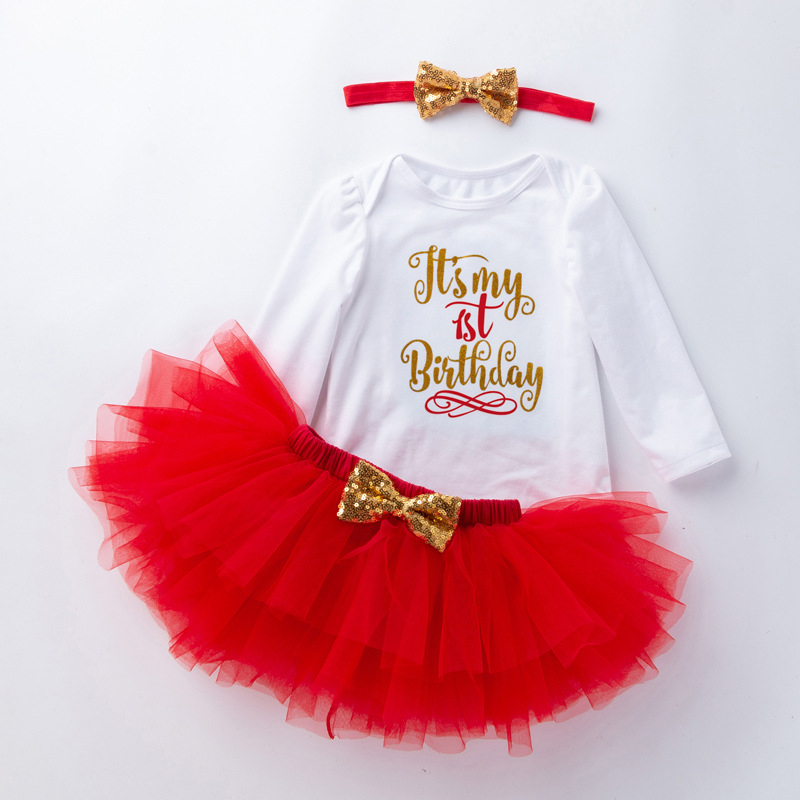 Cotton & Mesh Bow Long Sleeve Short Two-piece Set - Red 1st - 18-24M - image 10