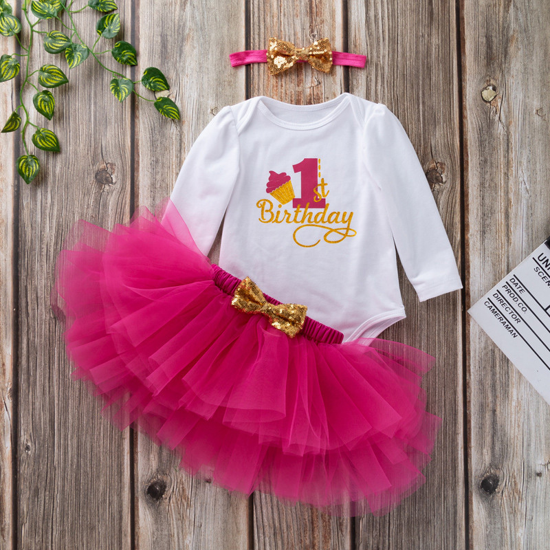 Cotton & Mesh Bow Long Sleeve Short Two-piece Set - Hot Pink - 18-24M - image 11