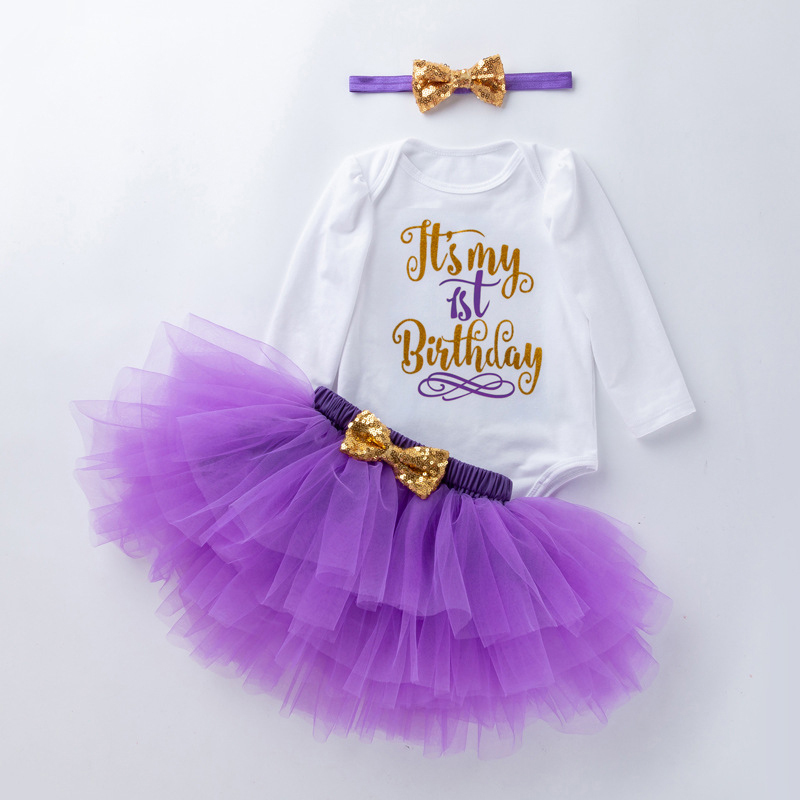 Cotton & Mesh Bow Long Sleeve Short Two-piece Set - Purple 1st - 18-24M - image 21