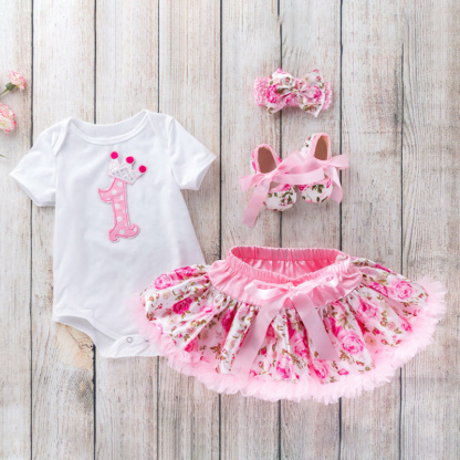 Cotton & Mesh Bow Short Sleeve Short Two-piece Set - image 3