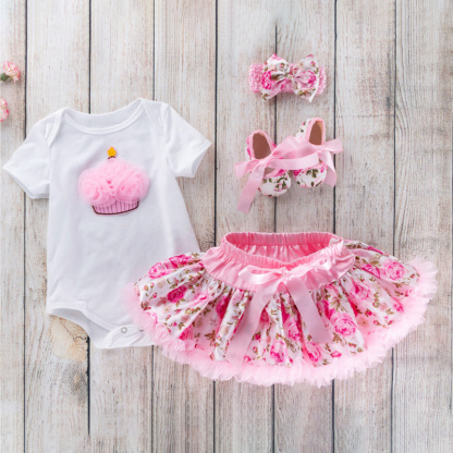 Cotton & Mesh Bow Short Sleeve Short Two-piece Set - image 7