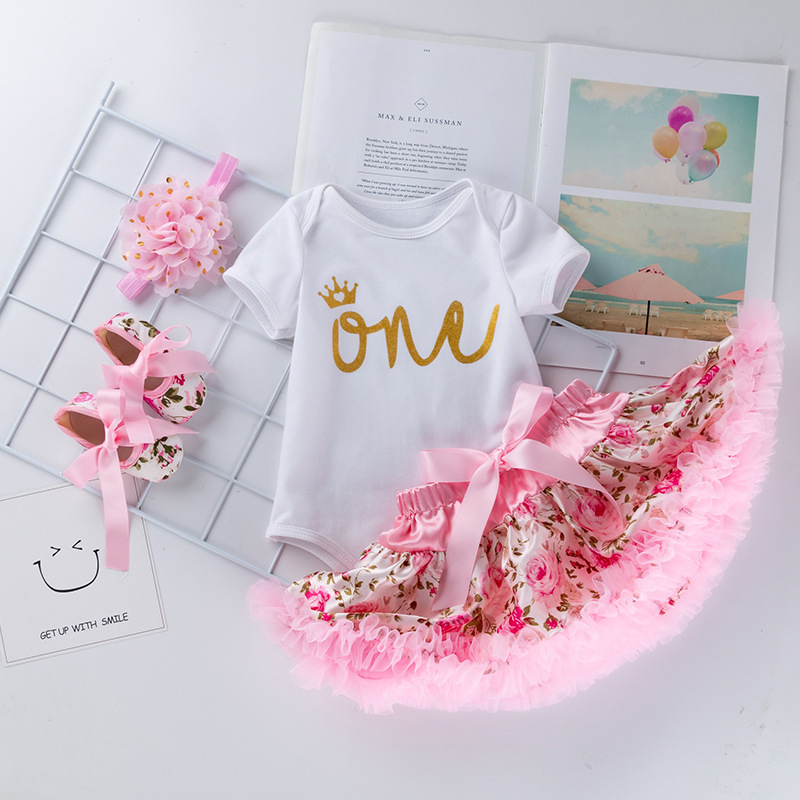 Cotton & Mesh Bow Short Sleeve Short Two-piece Set - Gold "One" - 18-24M - image 9