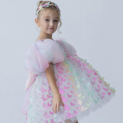 Mesh Butterfly Short Sleeve Midi Dresses - image 9