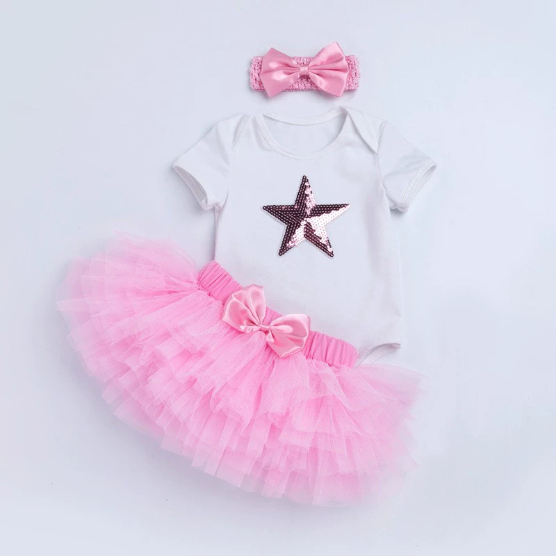 Cotton & Mesh Bow Short Sleeve Short Two-piece Set - White Star - 18-24M - image 1