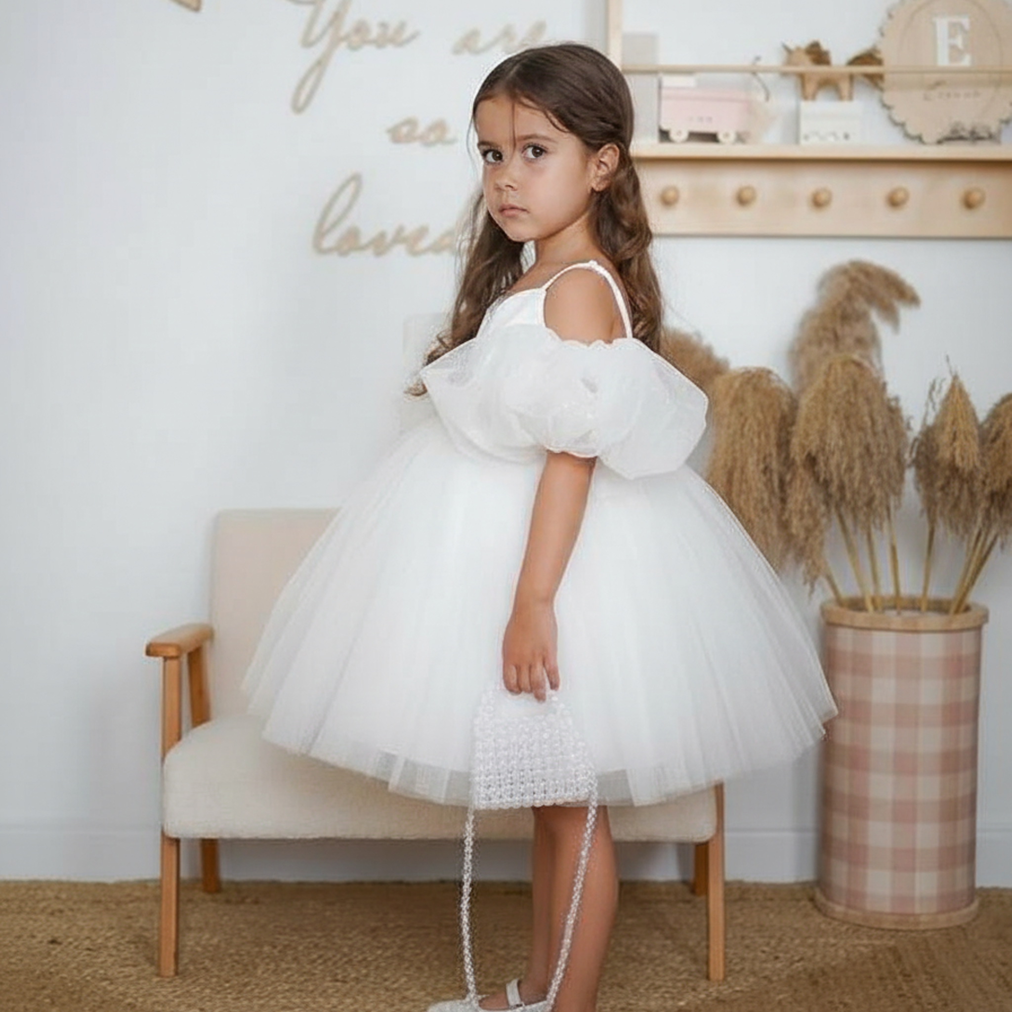 Mesh Split Joint Short Sleeve Midi Dresses - White - 6-7Y - image 5