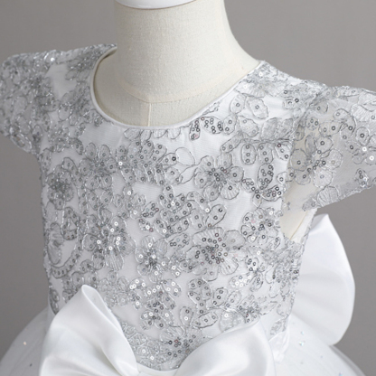 Mesh Bow Lace-up Cap Sleeve Maxi Dresses - image 5