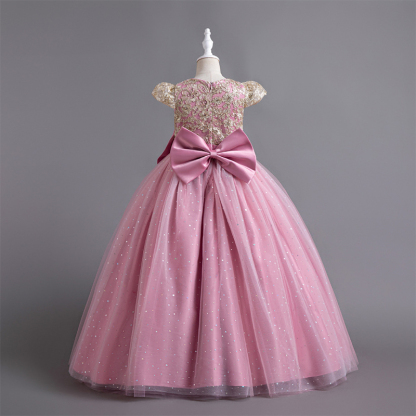 Mesh Bow Lace-up Cap Sleeve Maxi Dresses - image 10