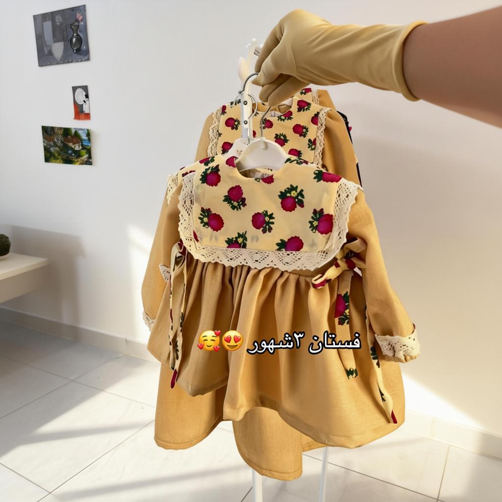 Ramadan Cotton Long Sleeve Midi Dresses - Yellow - 5Y - image 1