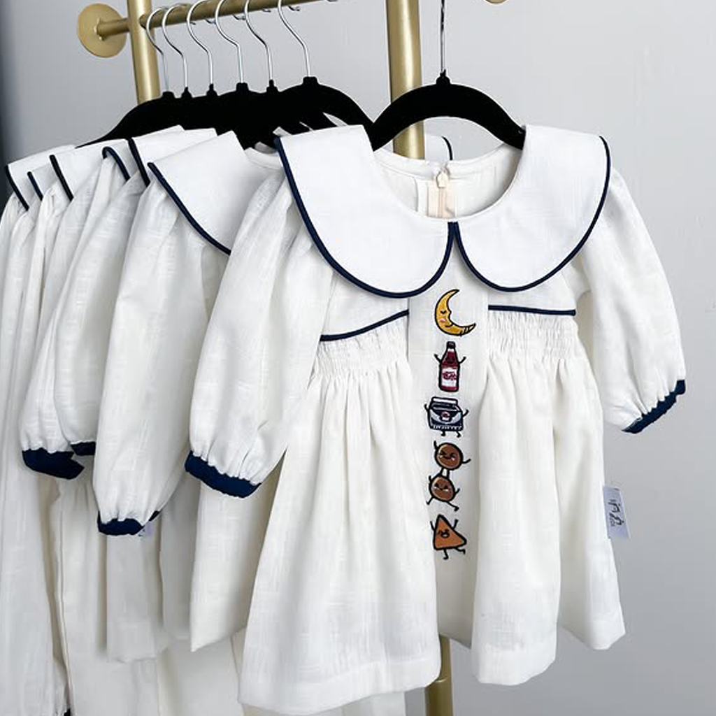 Ramadan Cotton Removable Half Sleeve Midi Dresses - White - 4Y - image 1