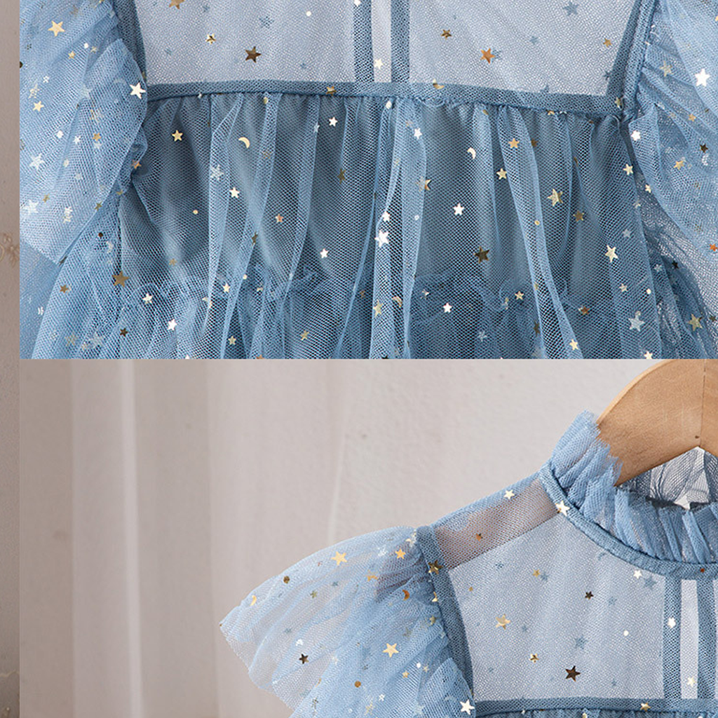 Mesh Split Joint Folds Long Sleeve Midi Dresses - image 6