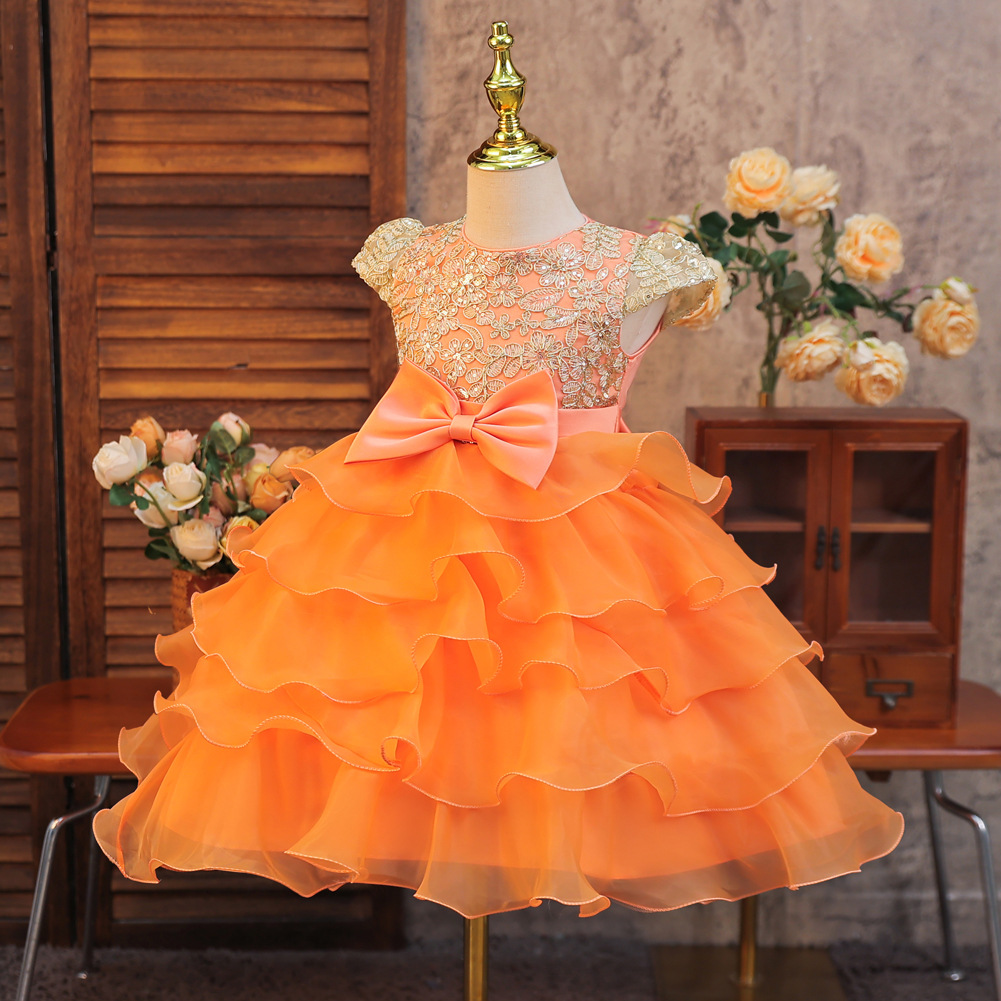 Organza Split Joint Bow Cap Sleeve Midi Dresses - image 12