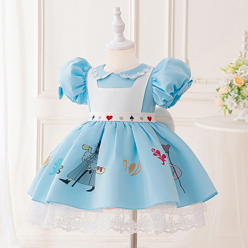 Satin Bow Lace Short Sleeve Midi Dresses - image 3