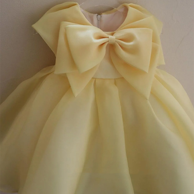 Organza Bow Sleeveless Midi Dresses - Yellow - 12-13Y - image 4
