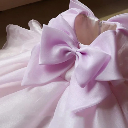 Organza Bow Sleeveless Midi Dresses - Purple - 12-13Y - image 5