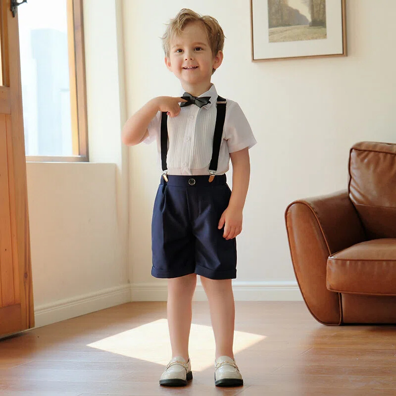 Cotton-Blend Short Sleeve Midi Two-piece set - Navy Blue - 12-13Y - image 2