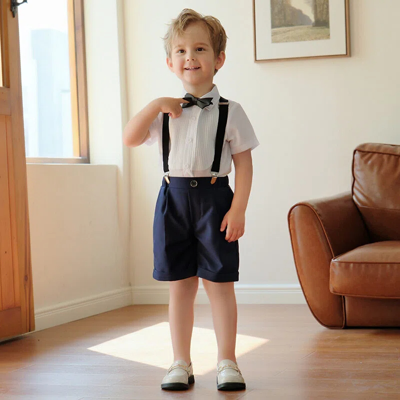 Cotton-Blend Short Sleeve Midi Two-piece set - Navy Blue - 12-13Y - image 2