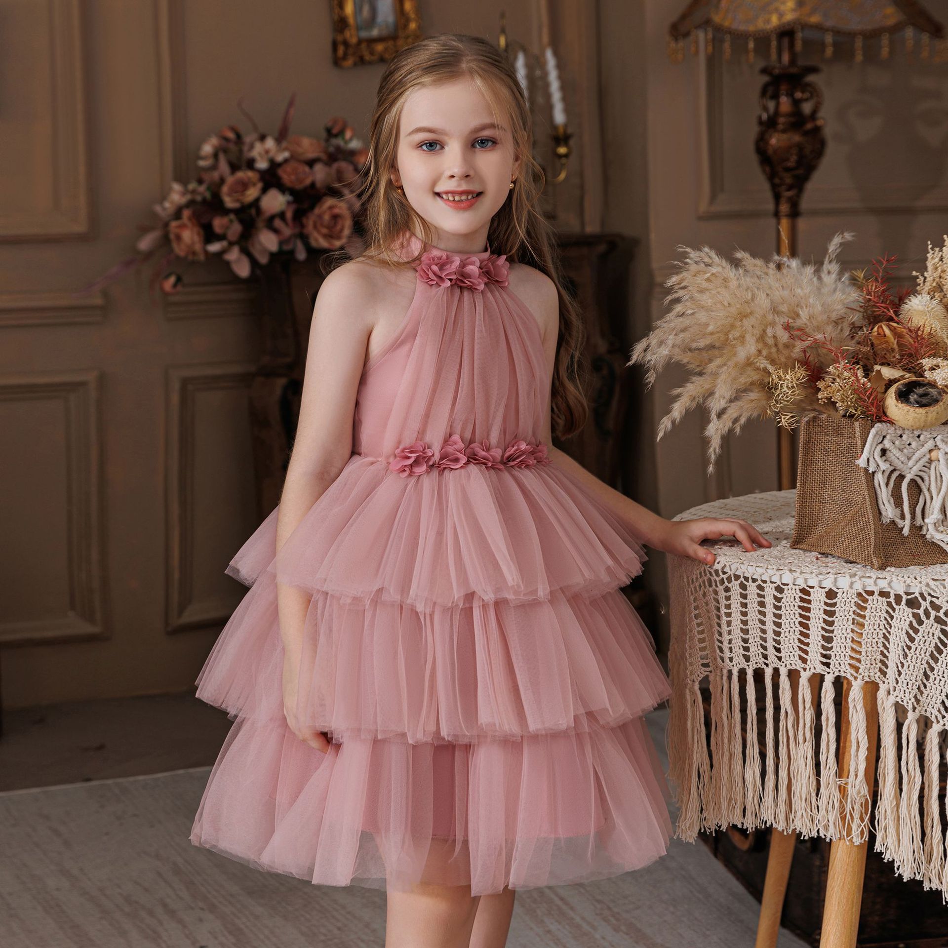 Mesh Rosette Sleeveless Midi Dresses - image 2