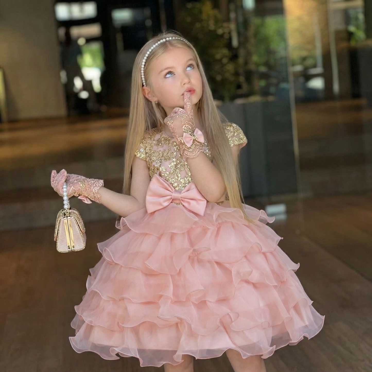 Organza Split Joint Bow Cap Sleeve Midi Dresses - image 1